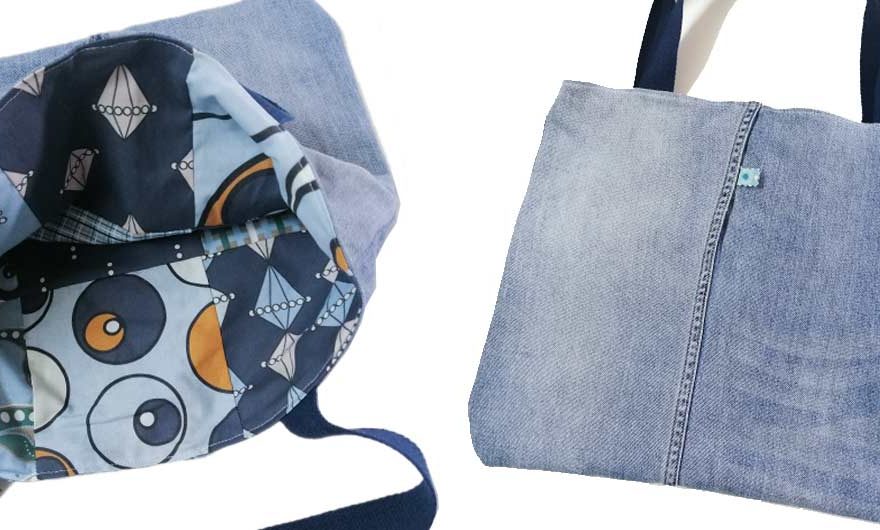 Jeans upcycling shopping bag